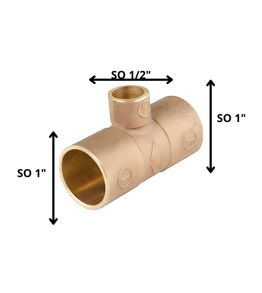 Tee Bronce So So So 1 X 1 X 1/2"