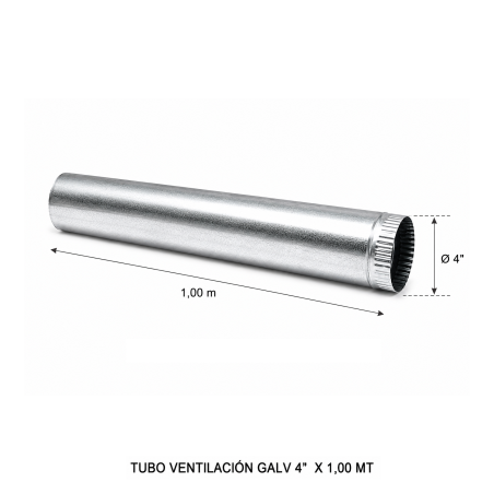 Tubo Ventilacion Galv 4" X 1,00 Mt - Socodima.cl