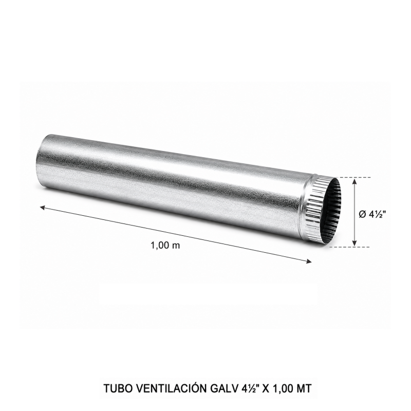Tubo Ventilacion Galv 4 1/2" X 1,00 Mt - Socodima.cl