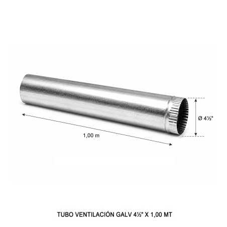 Tubo Ventilacion Galv 4 1/2" X 1,00 Mt - Socodima.cl