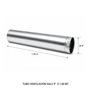 Tubo Ventilacion Galv 5" X 1,00 Mt - Socodima.cl