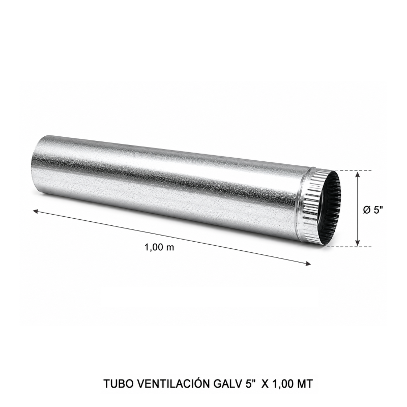Tubo Ventilacion Galv 5" X 1,00 Mt - Socodima.cl
