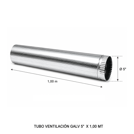Tubo Ventilacion Galv 5" X 1,00 Mt - Socodima.cl