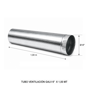 Tubo Ventilacion Galv 6" X 1,00 Mt - Socodima.cl