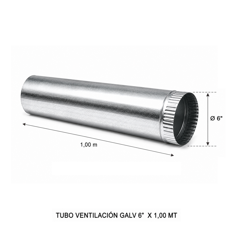 Tubo Ventilacion Galv 6" X 1,00 Mt - Socodima.cl