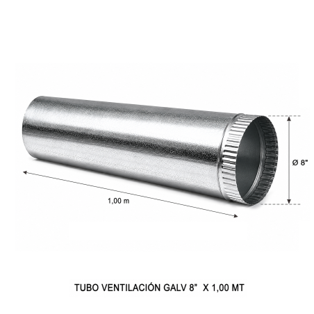 Tubo Ventilacion Galv 8" X 1,00 Mt - Socodima.cl