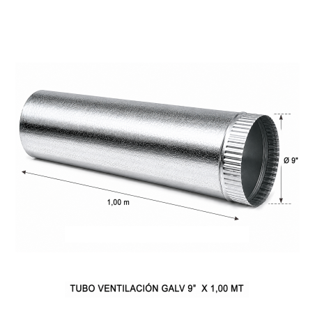 Tubo Ventilacion Galv 9" X 1,00 Mt - Socodima.cl