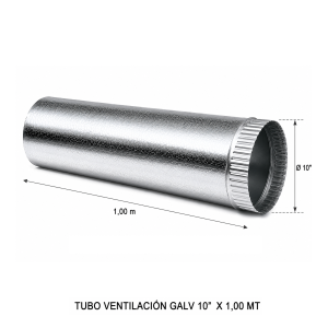 Tubo Ventilacion Galv 10" X 1,00 Mt - Socodima.cl