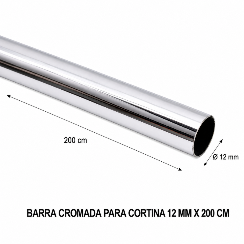 Barra Cromada Para Cortina 12 Mm X 200 Mt - Socodima.cl