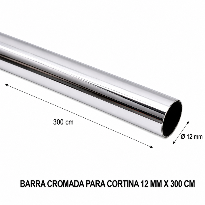 Barra Cromada Para Cortina 12 Mm X 300 Mt - Socodima.cl