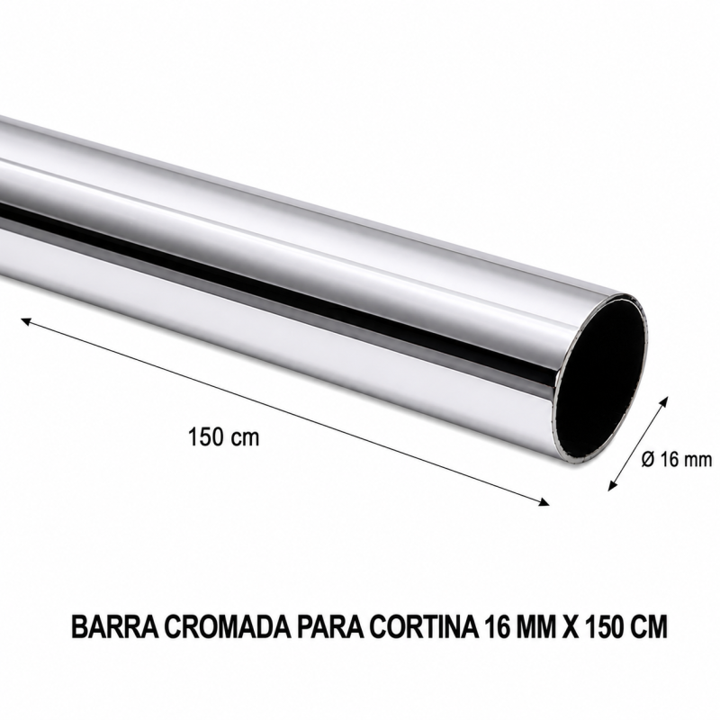 Barra Cromada Para Cortina 16 Mm X 150 Mt - Socodima.cl