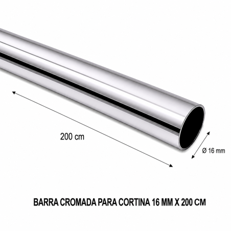 Barra Cromada Para Cortina 16 Mm X 200 Mt - Socodima.cl