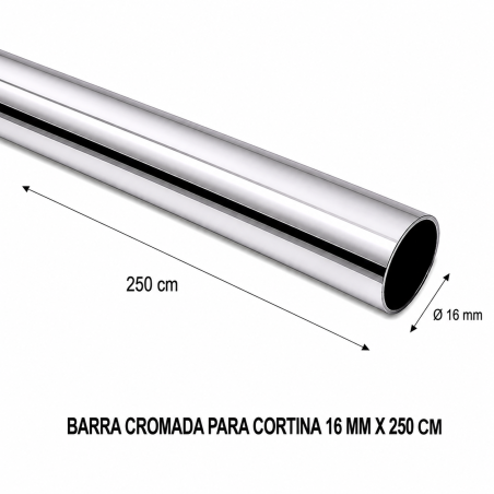 Barra Cromada Para Cortina 16 Mm X 250 Mt - Socodima.cl