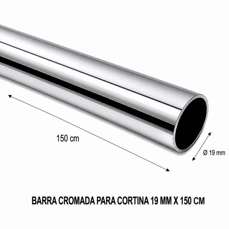 Barra Cromada Para Cortina 19 Mm X 150 Mt - Socodima.cl
