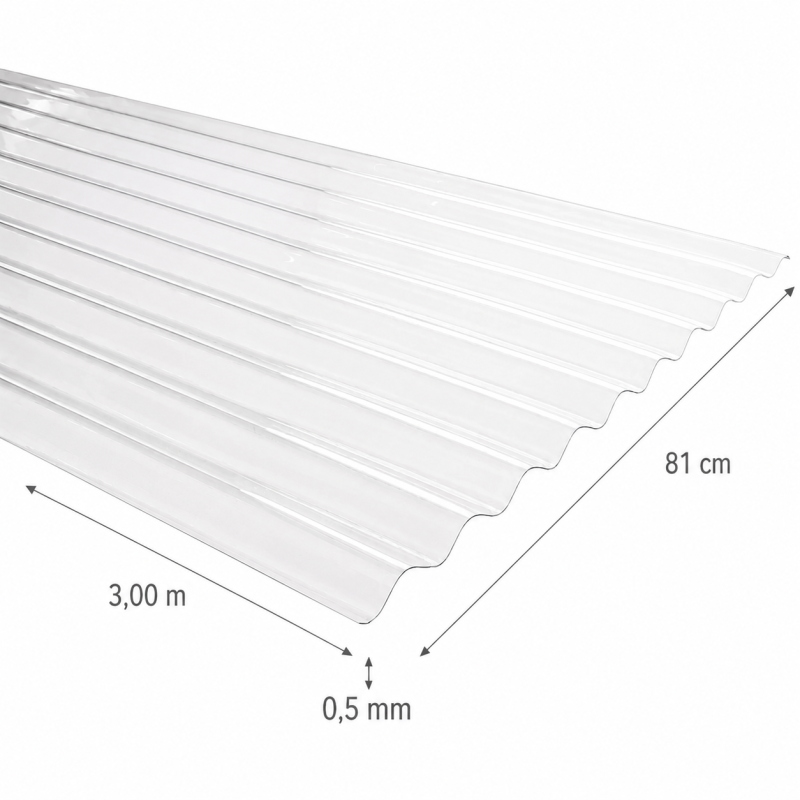 POLICARBONATO ONDA ZINC STD TRANSPAREN 0,81 X 3,00 - Socodima.cl