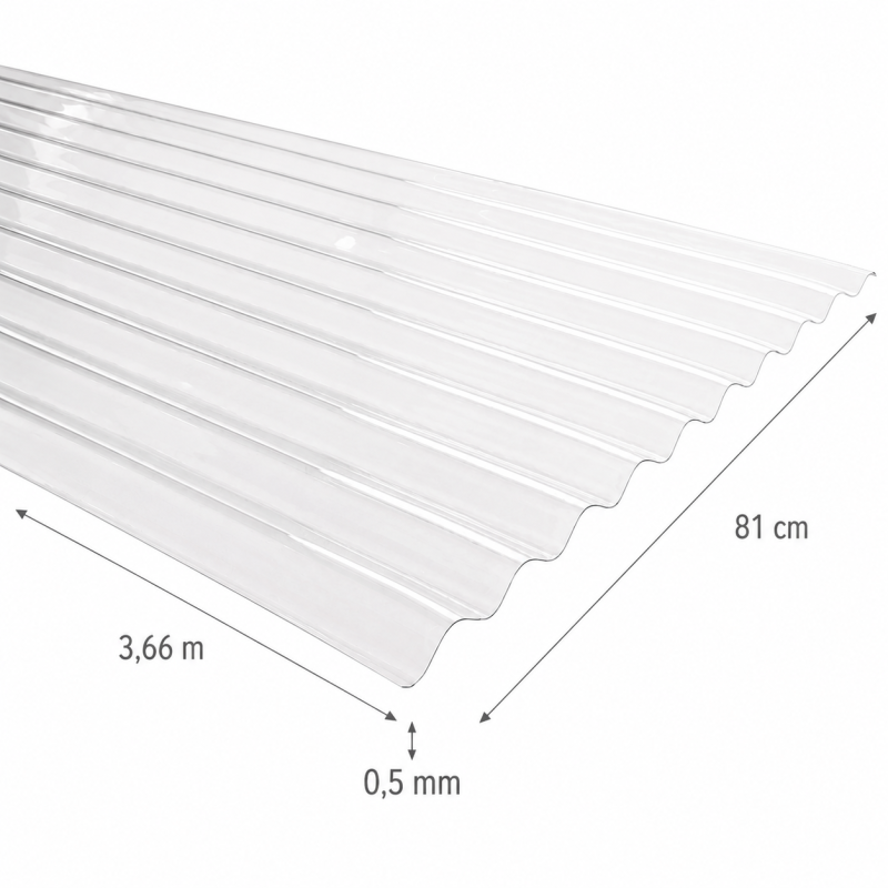 Policarbonato Onda Zinc Std Transparen 0,81 X 3 - Socodima.cl