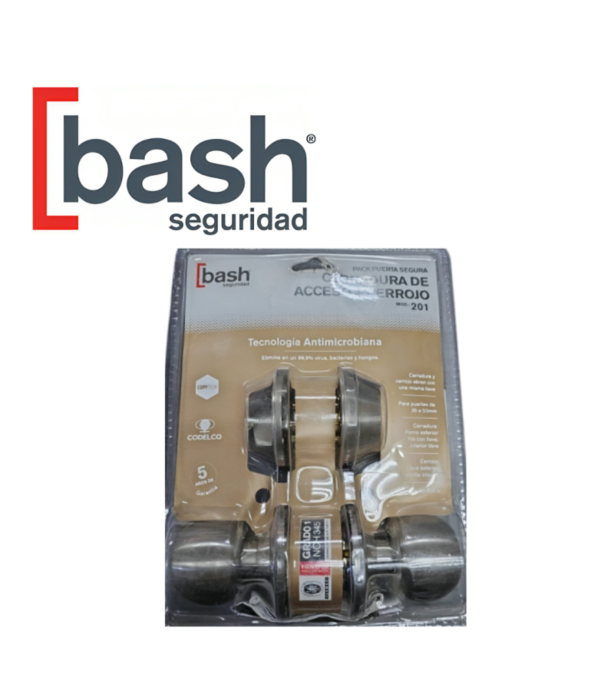 Cerradura Bash Embutida De Acceso + Cerrojo Inox P