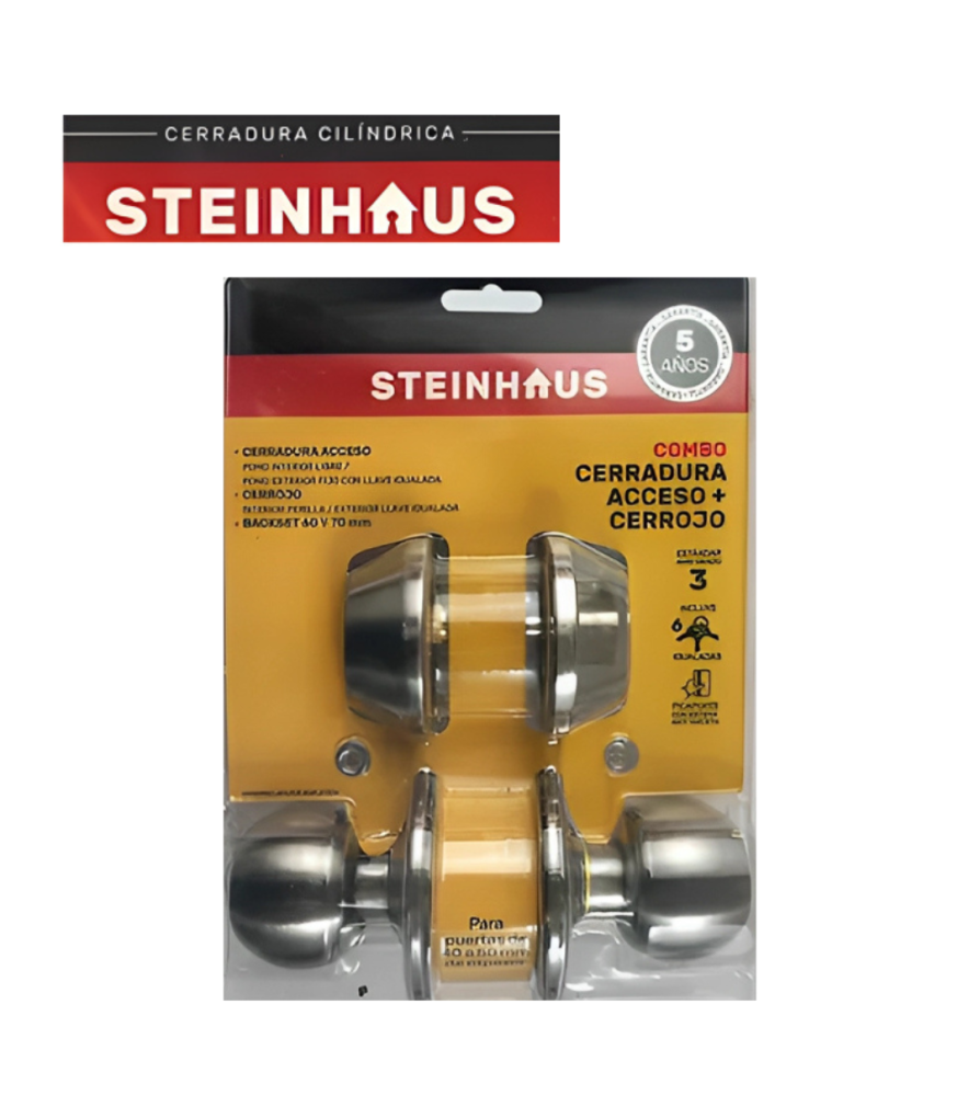 Cerradura Steinhaus Combo Acceso+cerrojo 6 Llaves