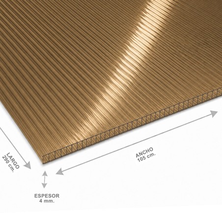 Policarbonato Alveolar 105 X 290 X 04 Mm Bronce - Socodima.cl