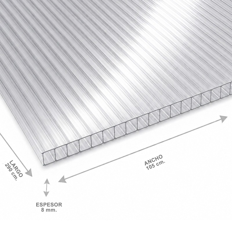 Policarbonato Alveolar 105 X 290 X 08 Mm Transpare - Socodima.cl