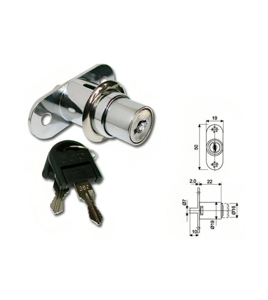 Chapa Digao Boton Niquel Corredera Cilindro 19 Mm