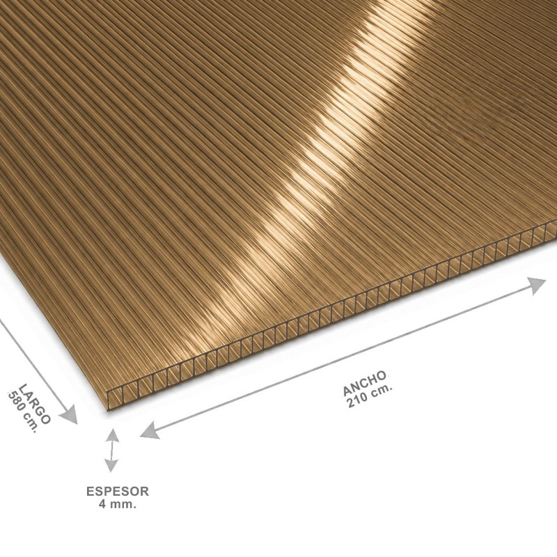 Policarbonato Alveolar 210 X 580 X 04 Mm Bronce - Socodima.cl