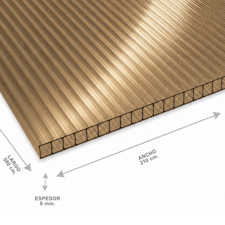 Policarbonato Alveolar 210 X 580 X 08 Mm Bronce - Socodima.cl