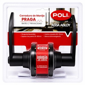 CERRADURA POLI PRAGA 160381 MANILLA NEGR BAÑO - Socodima.cl