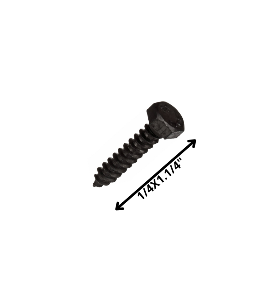 Tornillo Tirafondo Hexagonal Negro 1/4 X 1 1/4