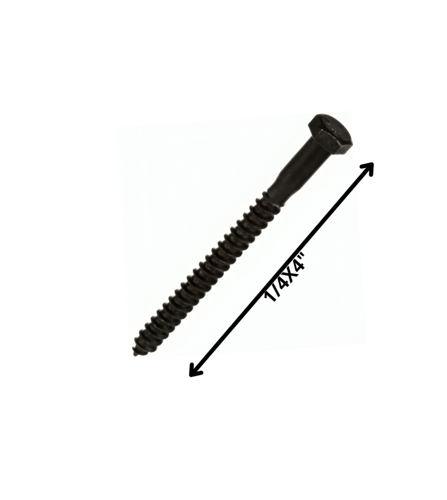 Tornillo Tirafondo Hexagonal Negro 1/4 X 4