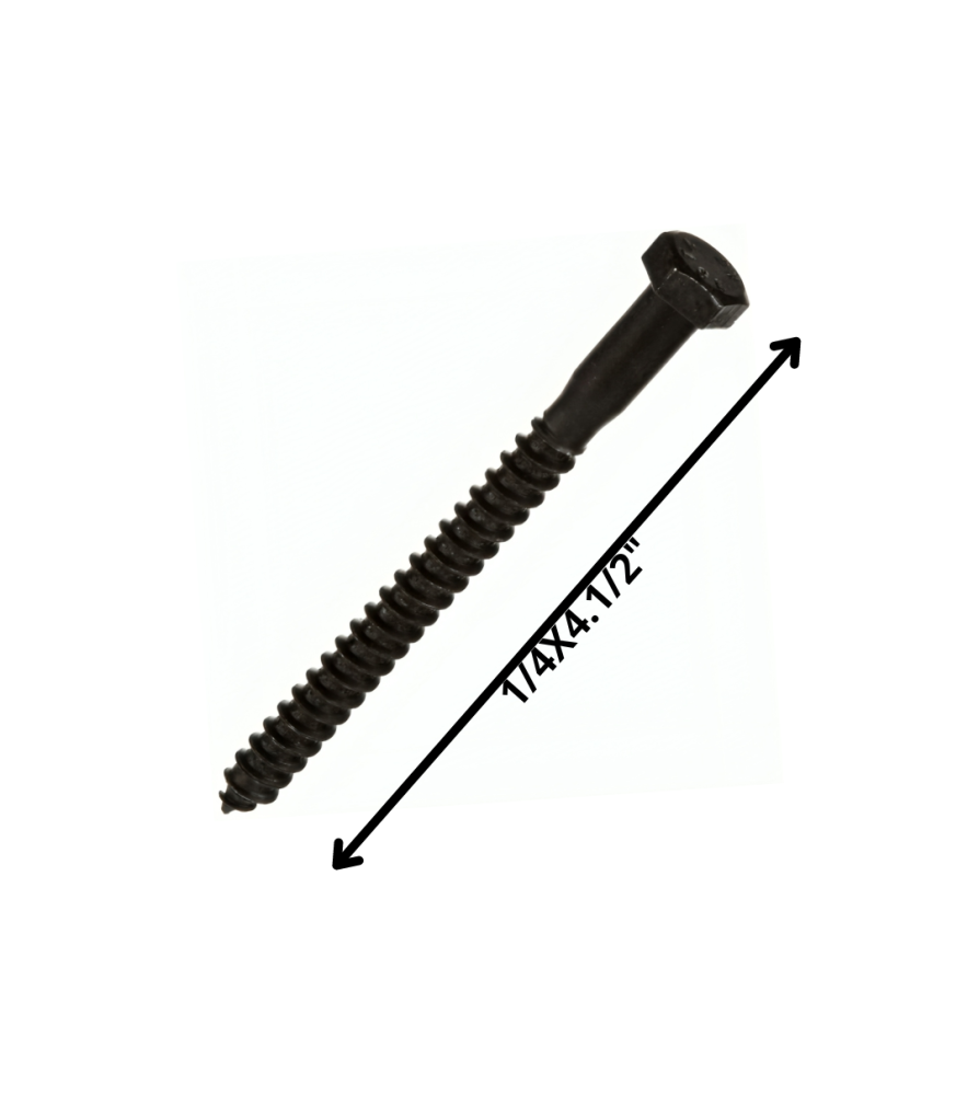 Tornillo Tirafondo Hexagonal Negro 1/4 X 41/2