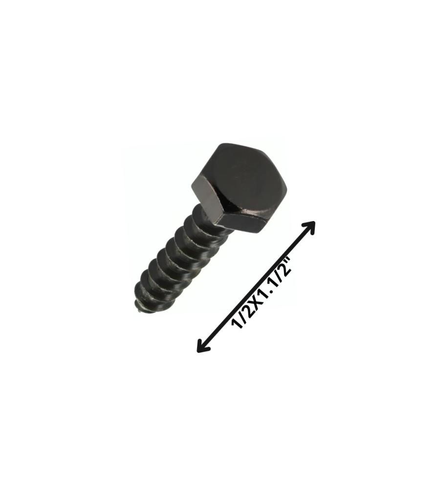 Tornillo Tirafondo Hexagonal Negro 1/2 X 11/2