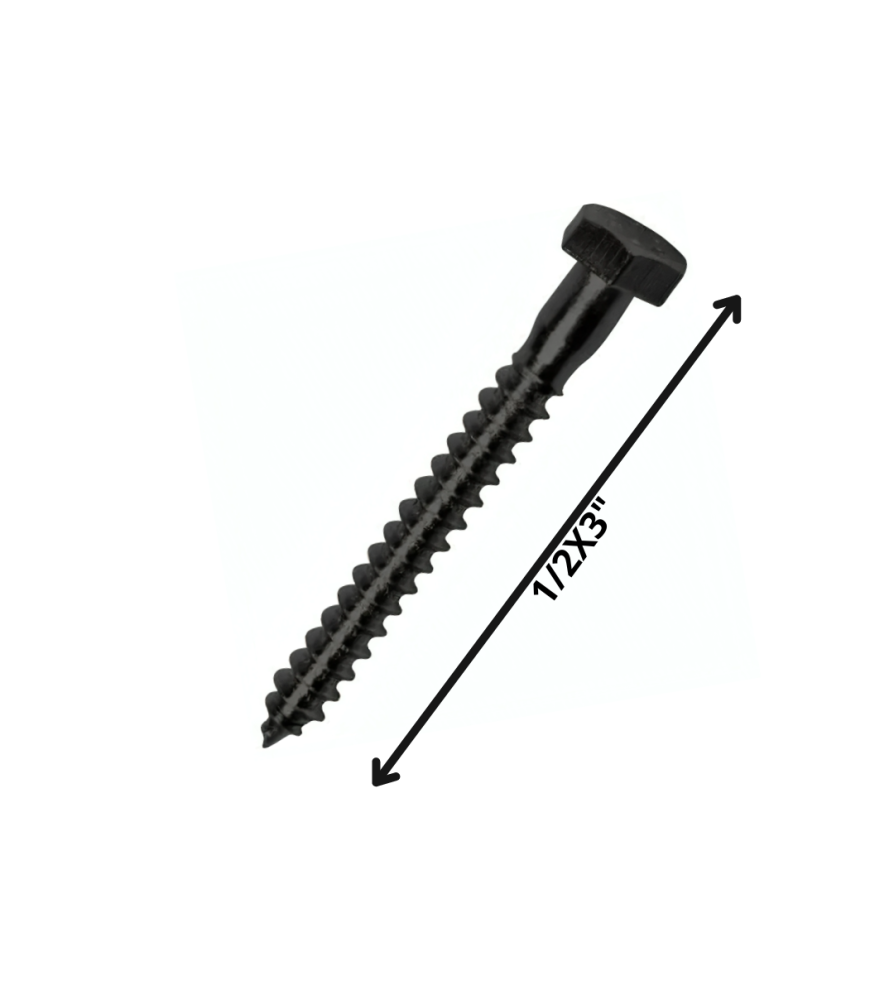 Tornillo Tirafondo Hexagonal Negro 1/2 X 3
