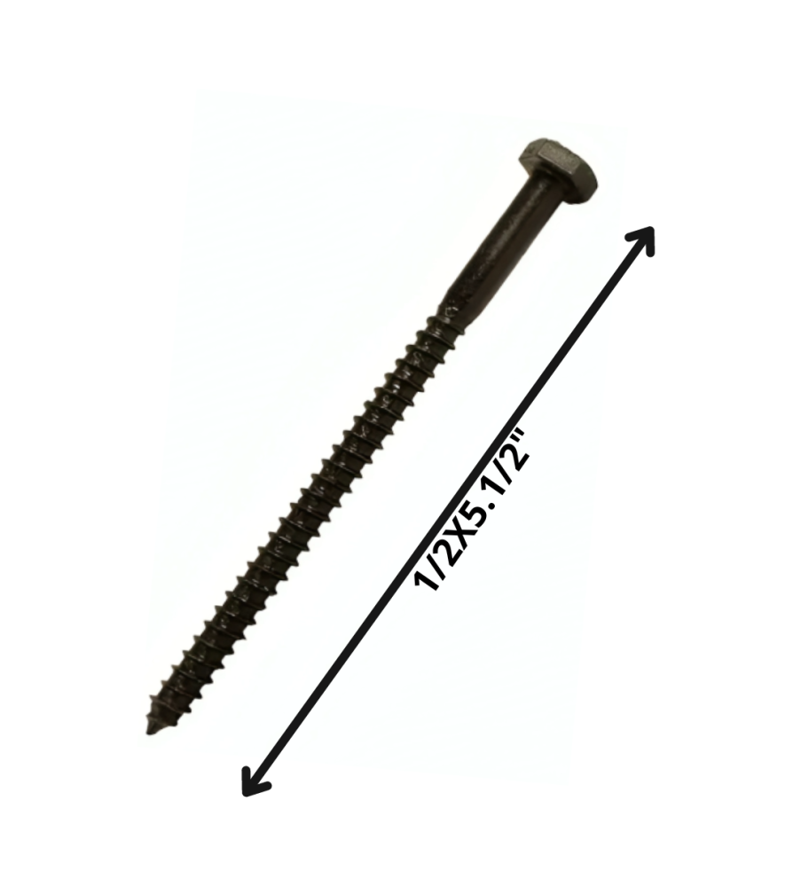 Tornillo Tirafondo Hexagonal Negro 1/2 X 51/2