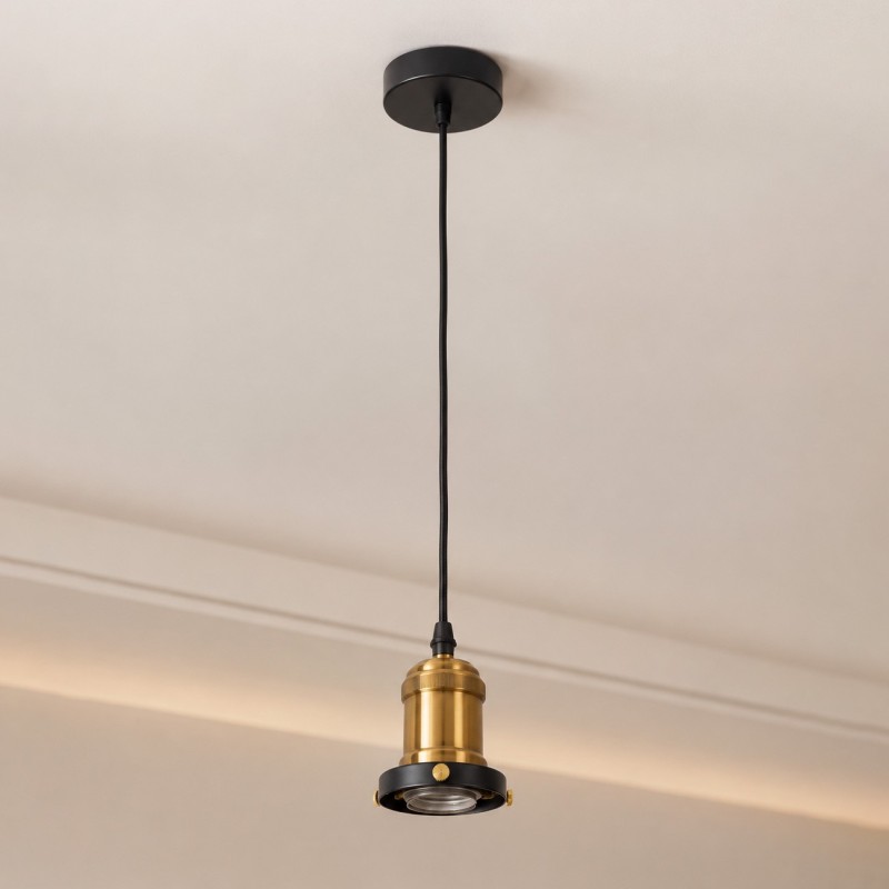LAMPARA TECHO PORTA AMPOLLETA E27 LARGA COLOR DORADO