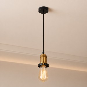 LAMPARA TECHO PORTA AMPOLLETA E27 LARGA COLOR DORADO