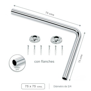 Barra Cromada Para Cortina Angular 3/4 X 075 X 075 - Socodima.cl