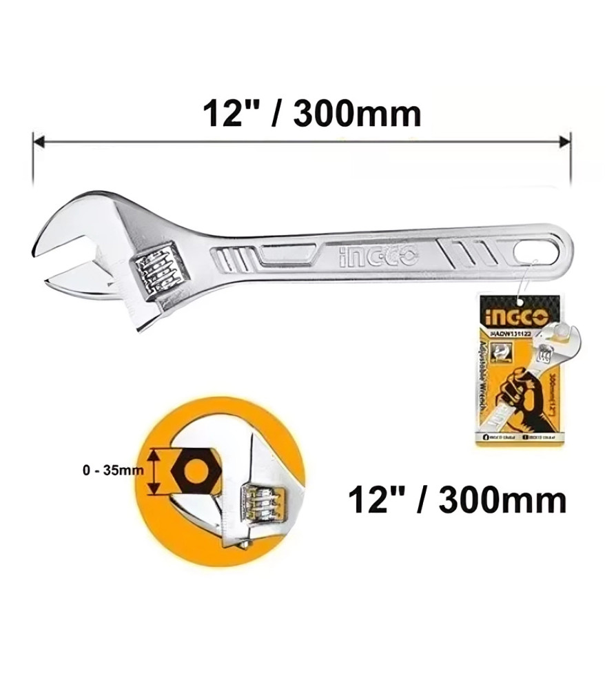 Llave Francesa Ingco 12" (300 Mm) Hadw131122