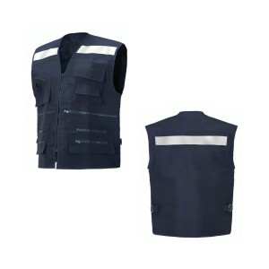 CHALECO GEO POPLIN AZUL C/REFLECTANTE T/L