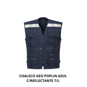 CHALECO GEO POPLIN AZUL C/REFLECTANTE T/L
