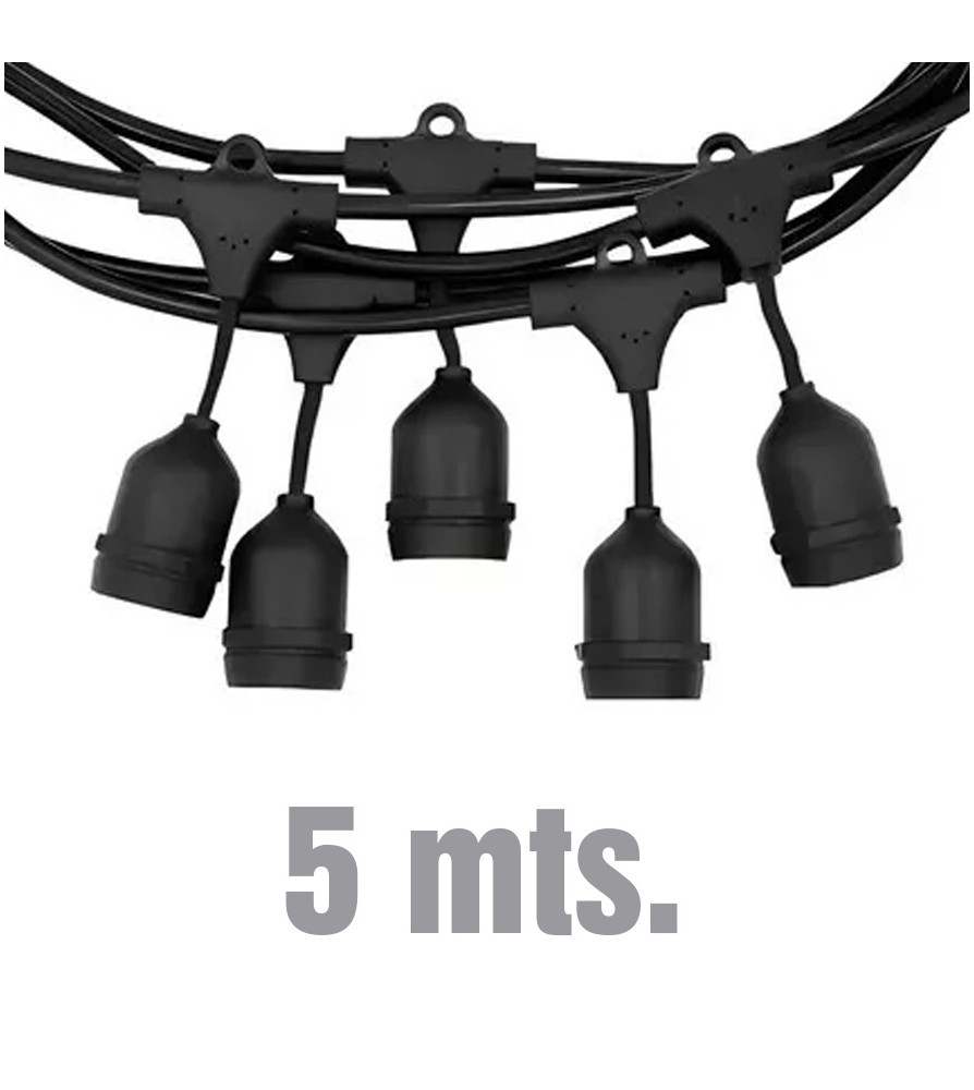Guirnalda Vellmax 5 X E27 5 Mt Negro Con Macho V-b