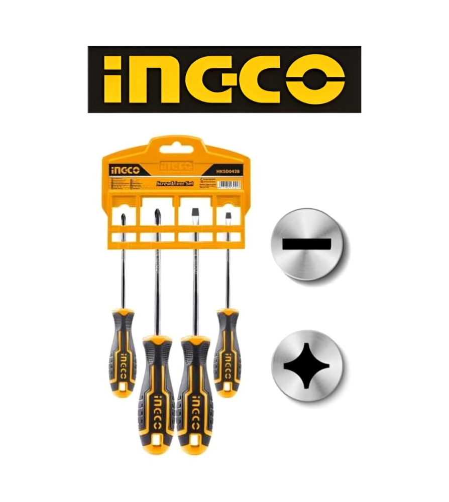 Destornillador Ingco Paleta Cruz Juego 4 Hksd0428
