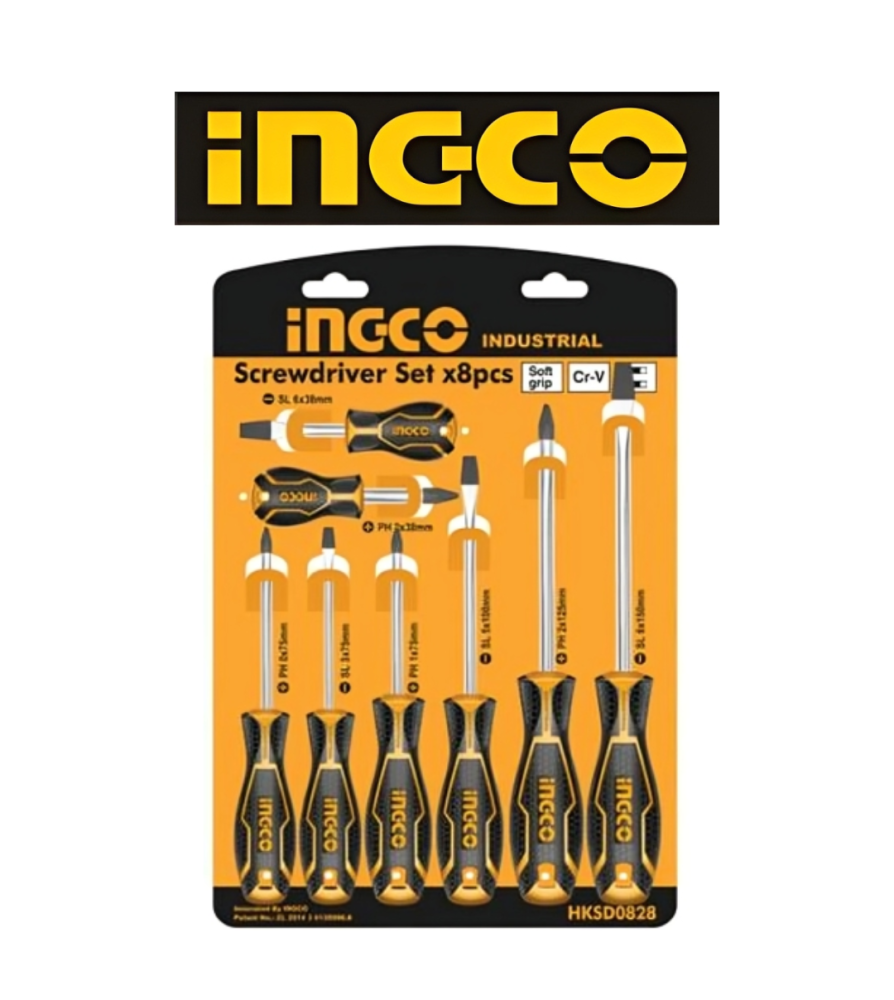 Destornillador Ingco Paleta Cruz Juego 8 Pz Hksd0