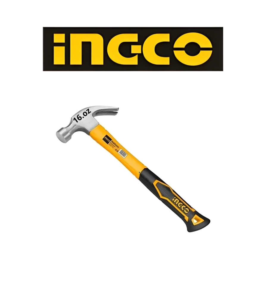 Martillo Ingco Carpintero M/fibra 16 Oz Hchs8016