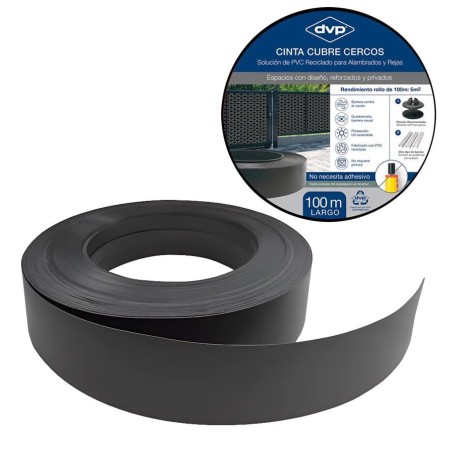 CINTA CUBRE CERCO NEGRA 50MMX100MT (RINDE 5M/2)