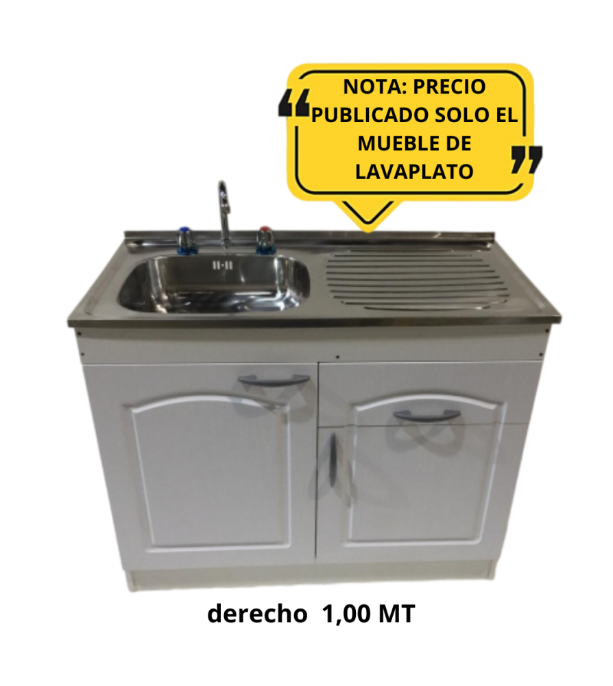 Mueble Lavaplato Puerta Blca Relieve C/dere 1,00 M