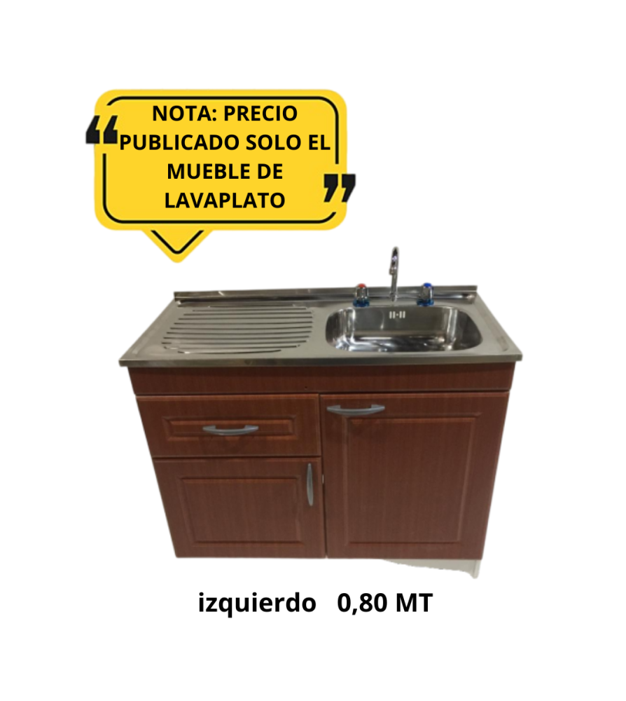 Mueble Lavaplato Puerta Cherry Relieve C/izq 0,80