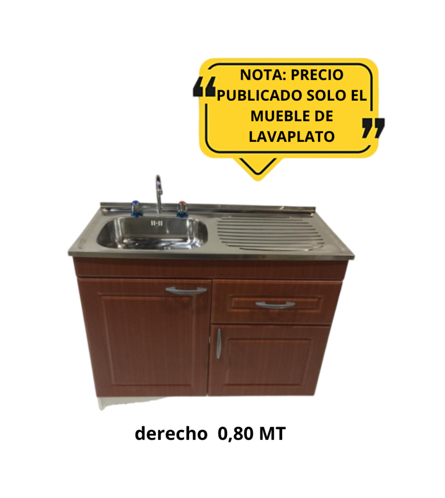 Mueble Lavaplato Puerta Cherry Relieve C/dere 0,80