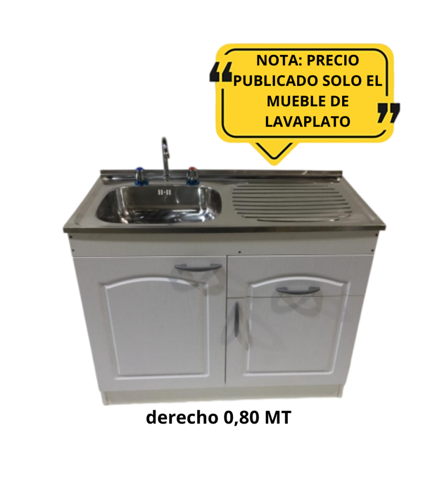 Mueble Lavaplato Puerta Blca Relieve C/dere 0,80 M