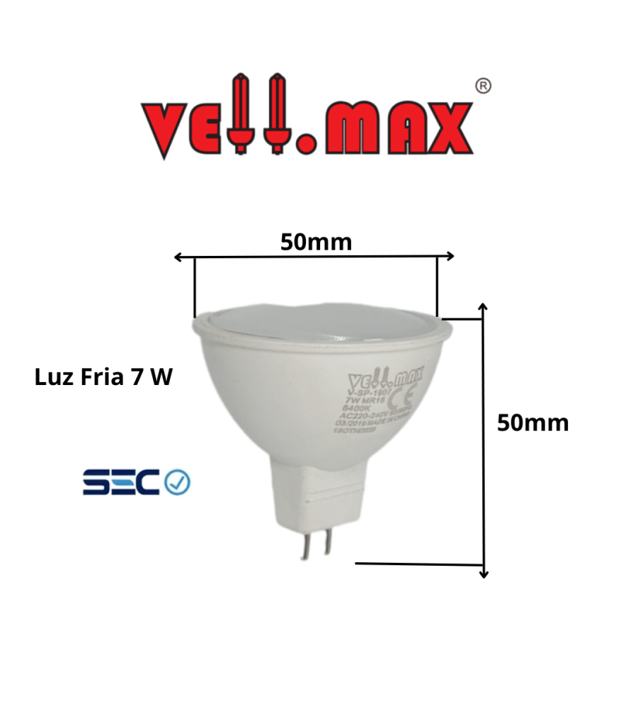 Ampolleta Led Generic Mr-16 Luz Fria 6-7 W Pata Punta